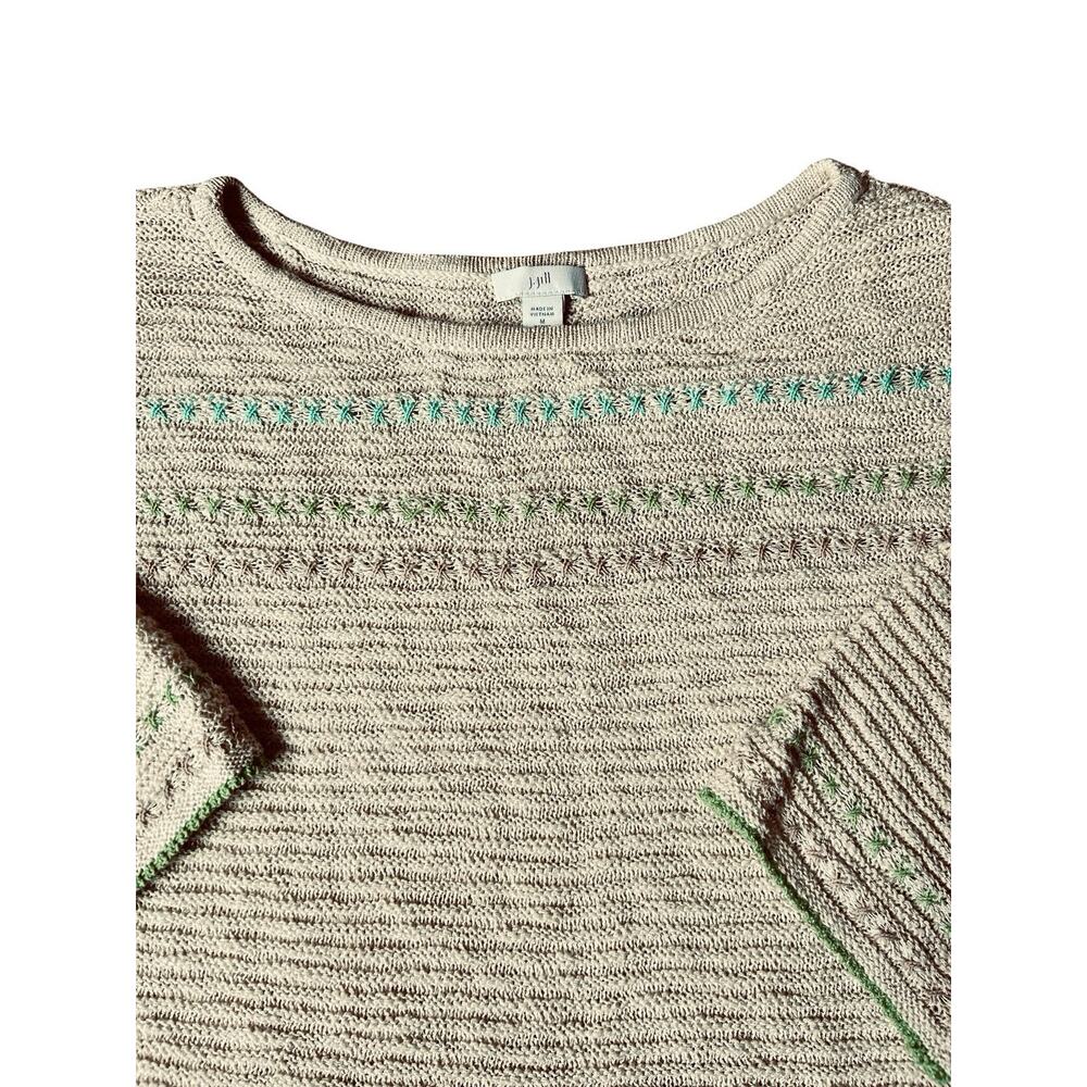 J.Jill Women’s Light & Airy Textured Boatneck Beige 3/4 Sleeves Sweater Sz. MP - Picture 7 of 16